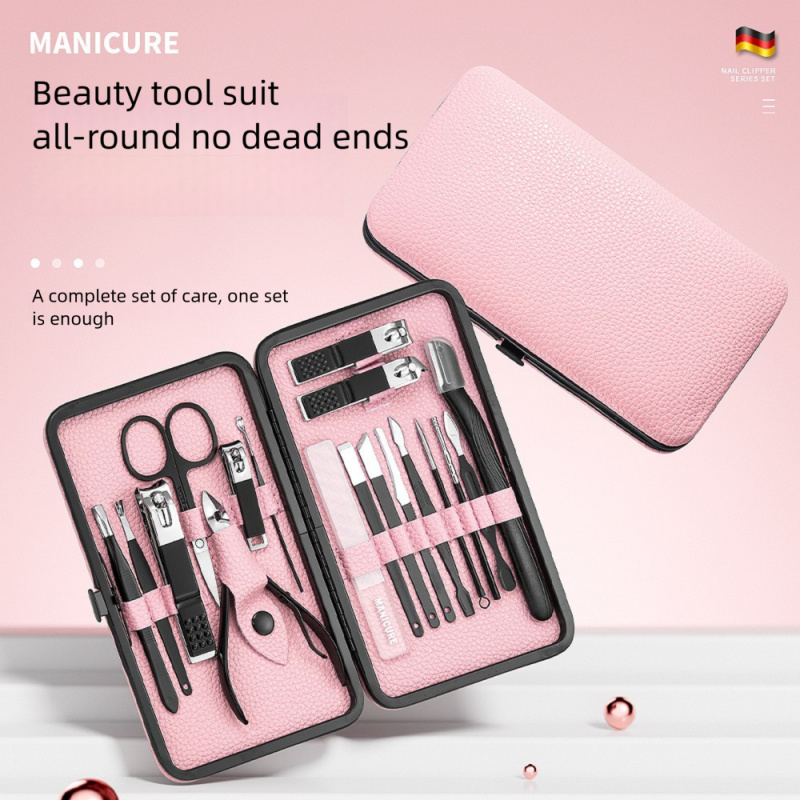 Mens Grooming Kit Case - Ensemble de manucure et pédicure 18