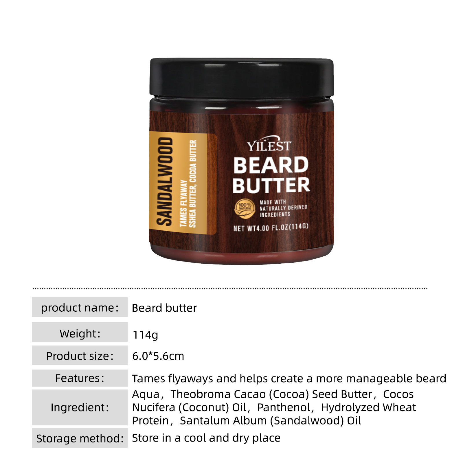 Aftershave Balm Mens - Beurre de barbe en bois de