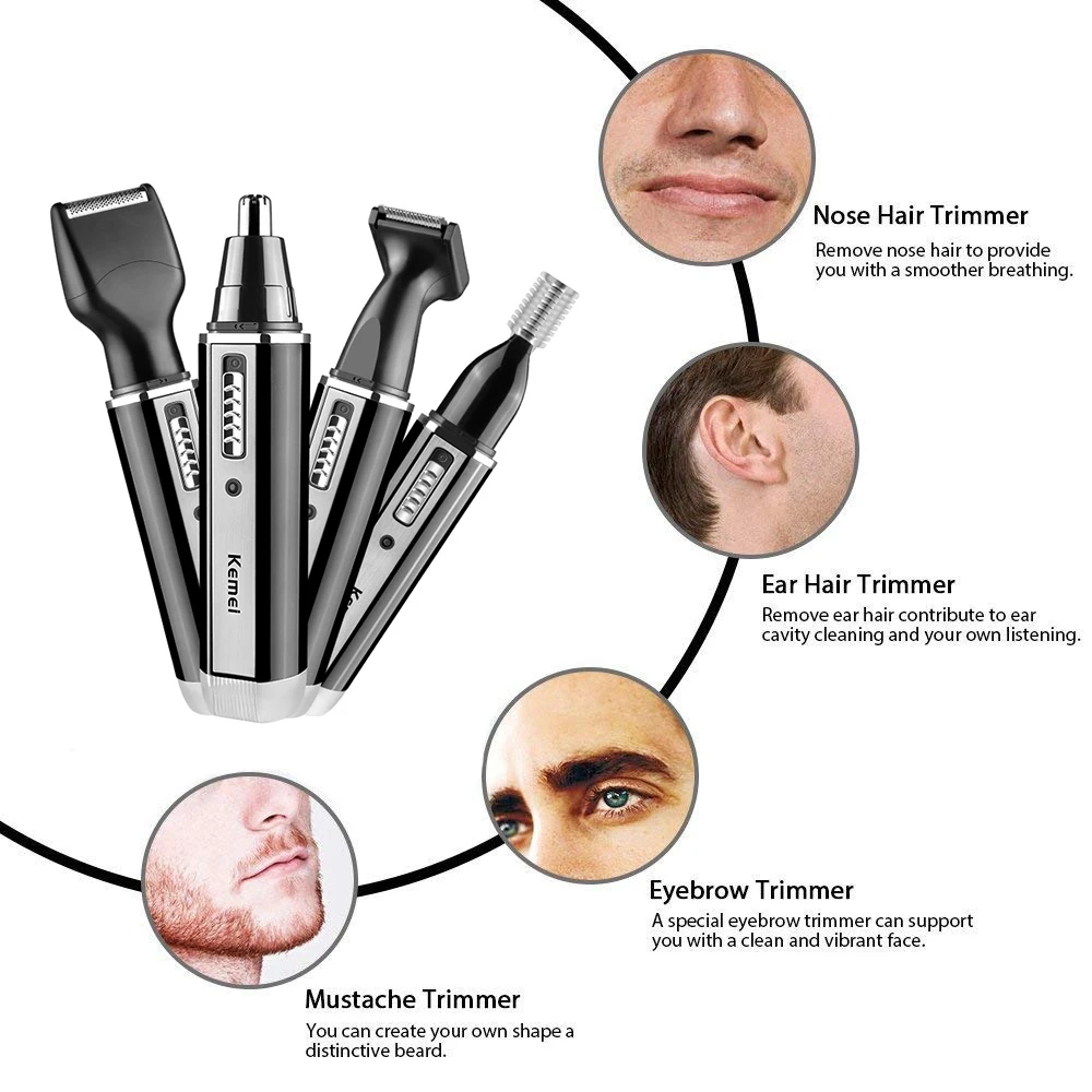 Kemei 4 en 1 tondeuse pour hom - Men'S Grooming Nose Hair Trimmer avis et prix